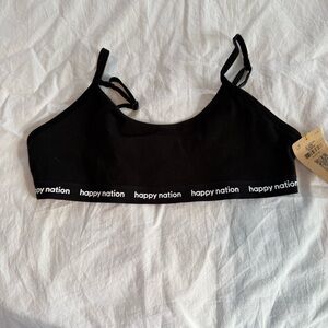 Happy nation Girls Black Sports Bralette - Adjustable Straps, Size M (10), NWT